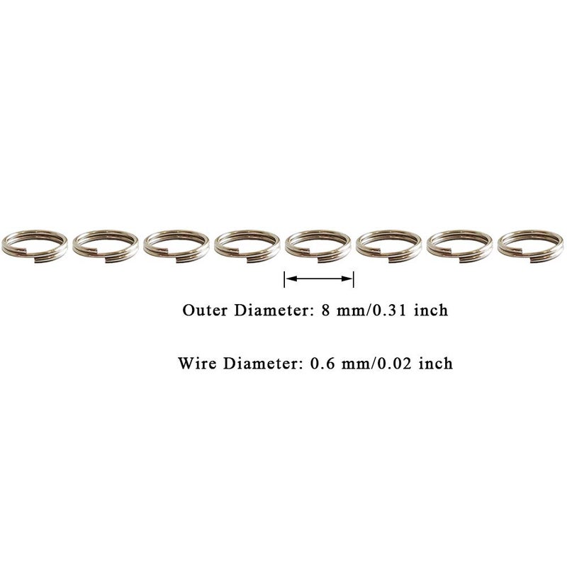 WUBOECE 300 PCS 8mm Metal Split Ring Nickel Plated Small Key Chain Ring Part for Connecting Clasps Charms Links and Ornament Crafts, Silver - Image 4